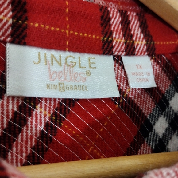 Jingle Belles by Kim Gravel Sequin Plaid Lumberjill Shacket - Picture 5 of 7